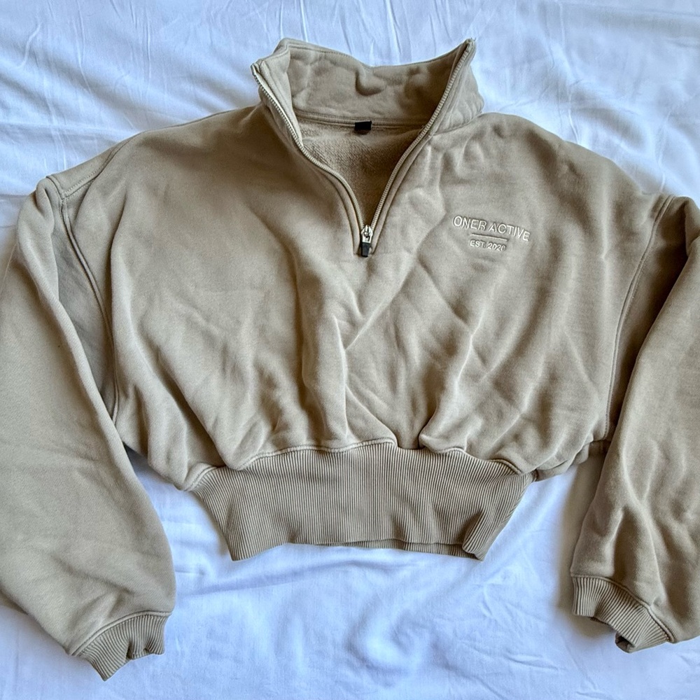 Oner Active 1/4 Zip Cropped Sweater - Dune